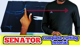 How to cut native shirt *SENATOR* with *SLEEVE*(well explained)#kaftan #senator #africanwear #native