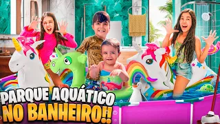 TRANSFORMAMOS O BANHEIRO EM PARQUE AQUÁTICO COM AS IRMÃS PINA