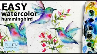 EASY watercolor hummingbird/ painting ideas for beginners