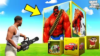 GTA 5: Opening Super Mega * God Hulk and Godzilla * Lucky Blocks with Shinchan and Franklin! Part-2