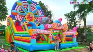 Permainan Anak Istana Balon Naik Odong odong di Area bermain masak-masakan