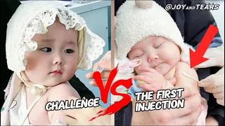 Baby challenges first injection#shorts#baby#dog#cat#love#funny#comment#like#live