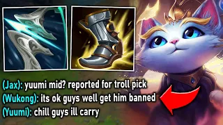 My whole team flamed me for picking Yuumi Mid... so I carried them all