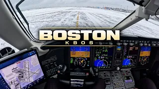 Snow Storm Boston Logan Departure | Challenger 300