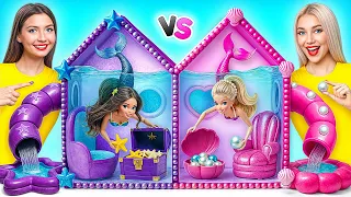 Ενας Χρώμα Σπίτι Challenge Barbie vs Bratz Γοργόνα | Τρελός Challenge Multi DO Girls