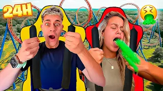 24H EN UN PARQUE DE ATRACCIONES *Acabo potando*🤢