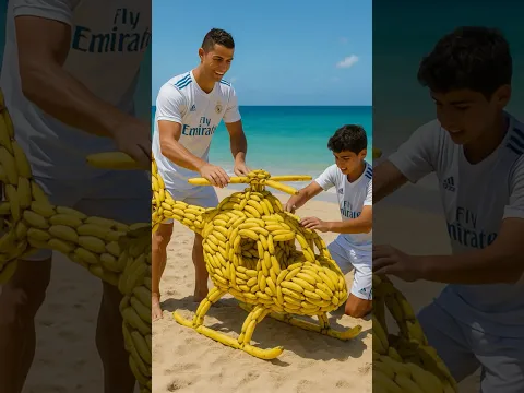 Destroyed the banana helicopter Ronaldo built and made fun of him. 😢 #ronaldo #messi