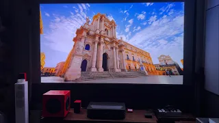 Testing VividStorm Floor Rising 120" ALR Screen Dark Room Performance with an Appotronics Projector