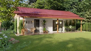 Plano de casa de campo sencilla y bonita | Plano de casa con galería