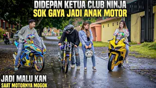KETUA CLUB MOTOR & ISTRINYA DIBULLY PASANGAN SOK GAYA NAIK NINJA 2TAK MODIFIKASI!! Tapi malu sendiri