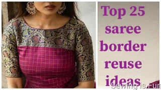 How to Reuse saree border in kurti design ideas,refashion old clothes,repurpose saree border