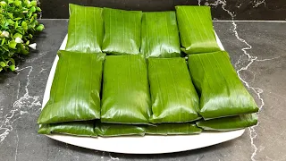 SAYA TIDAK BERHENTI MEMBUAT INI, SANGAT ENAK DAN LEMBUT - RESEP KUE TEPUNG BERAS BUNGKUS DAUN PISANG