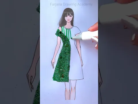 Do you like green dress ?  Beautiful dress with Glitter #SatisfyingCreativeArt