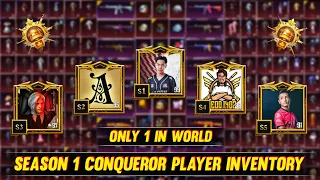 Season 1 Conqueror Player RRQ D2E Inventory 🤯🔥 || Top 5 Most Expensive Inventory of PUBG Mobile