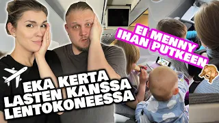 LENTOKONEESSA VAUVAN & LASTEN KANSSA: Miten meni, vinkit & mitä mukana | Reissuvlogi 2