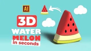 HOW TO MAKE 3D WATERMELON IN SECONDS IN ADOBE ILLUSTRATOR