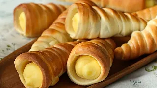 Home-made creamy custard horns recipe [pastry puff] Step by step guide 😋