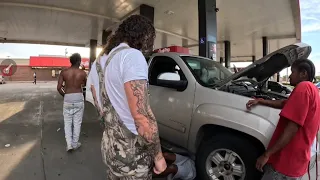 We pulled up on a family stranded at the gas pump! 😱