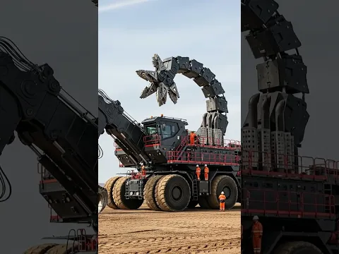 An Enormous, Futuristic Black Mining and Excavation Vehicle