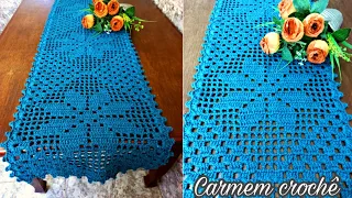 TRILHO DE MESA FILÉ FIQUEI ENCANTADA COM O RESULTADO PASSO A PASSO COMPLETO💥💫💥
