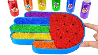Satisfying Video l How to make Mixing Slime Hand into Bathtub & Rainbow Nail Polish Cutting ASMR
