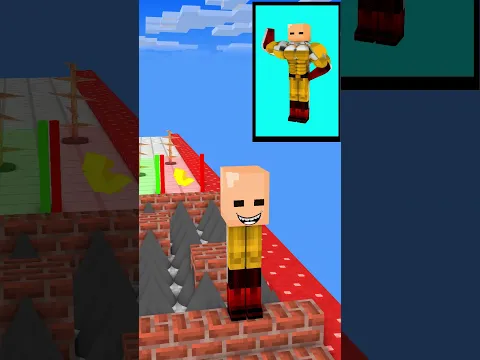 Help Saitama to Build Hunk Body Queen Run Challenge #fypシ #funnyshorts #minecraft #minecraftshorts