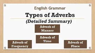 English Grammar - Four Types Of Adverbs -  Manner, Time, Place and Frequency - A Detailed Summary