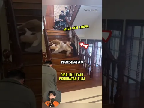 Proses dibalik layar pembuatan film saat adegan jatuh dari tangga #shorts #film