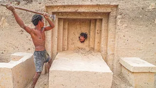 Building Secret Underground Hidden Tunnel House with Pool in 75 Days