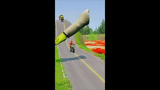 Weird Cars & Strange Cars VS Bollard & Hammer Hulk's Foot! Stream 2 Crush in BeamNG.drive #shorts