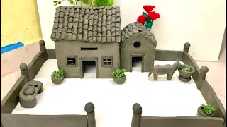 how to make clay house | miniature clay house | clay mitti se ghar kaise banaye