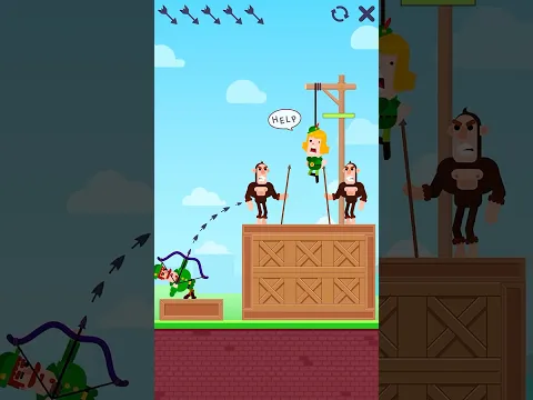 Bowmasters: When Saving the Day Goes Terribly Wrong! 🎯🐒😂 #bowmasters #shorts