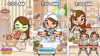 RUTINA POR LA MAÑANA CON LAS NUEVAS BEBÉS ☀️ EN LA CASA NUEVA 🏡 en Avatar World 🩷