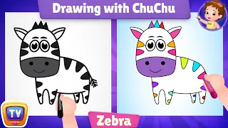 How to Draw a Cute Zebra Step by Step? - Drawing & Coloring Lessons with ChuChu - ChuChu TV