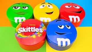 Unboxing Rainbow Candy Tins with ASMR Sounds | Skittles & M&M’s Colorful Delight Experience