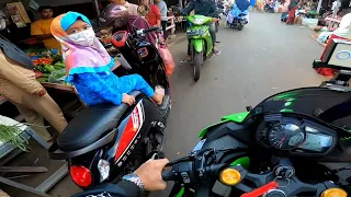 Bawa zx 25r kepasar!!😱 Anterin Mak beli Sayuran Pakai Zx25r😱😱😱