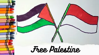 Mewarnai Bendera Palestina Dan Indonesia - Warna Warni