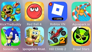 Roblox,Aquapark.io,Red Ball 4,Kick The Buddy,Sonic Dash,Hill Climb Racing 2,Spongebob Krusty