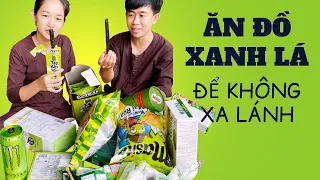 Thử thách ăn tất cả đồ màu xanh lá, xin đừng xa lánh |Hy và Ni