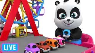 Pinky and Panda Playing with Street Vehicles Toys Ferris Wheel Parking Live Stream