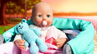 Baby Annabell -nukke. Rattaat Baby Born -nukeille. Lasten leikkejä nukeilla ja vauvanukkevideoita.