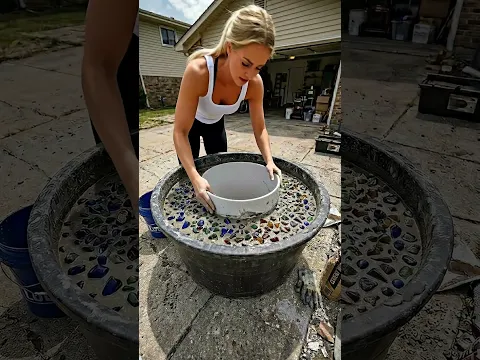 DIY Concrete Planter Using Recycled Glass