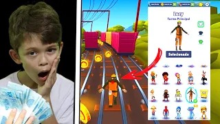 A cada erro, eu perco uma skin do sub surfers No Coins Feat. Lhama Roxa