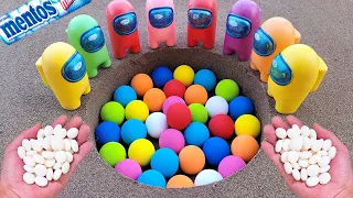 Different colors Toy Bouncy Ball Experiment Cola Cola, Fanta, Mirinda, Pepsi, Sprite and Mentos