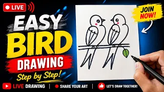 Easy Bird Drawing #play #live #drawing #livestream