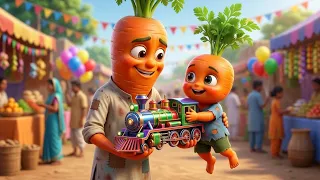 गरीब गाजर ने बेटे का सपना किया पूरा 😭❤️ | vegitable story.3D Cartoon Story | Toy Train Story
