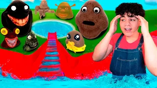 ¡TOBOGAN GIGANTE VS POU TERRORIFICOS?!