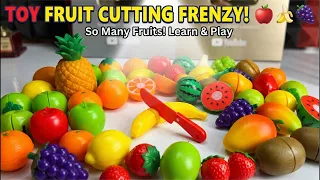 🍎🍌 LIVE 🔴 Toy Fruit Cutting Frenzy! इतने सारे रंग-बिरंगे फल |