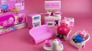 6 Minutes Satisfying with Unboxing Cute Peppa Pig Pink Kitchen Cabinet Toy | Relaxing Video