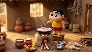 BIG Ice Cream by Miniature Shinchan Dolls 😱🍦 | Village Cooking